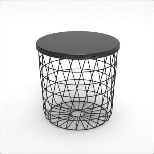 Retro Mod Wire Basket Coffee / End Table (Black Top) Eventluxe