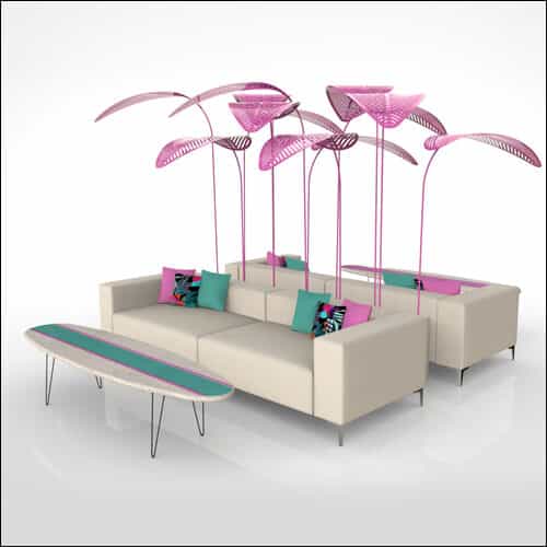 SOBE Modular Lounge Sofa (4 Piece with Pink Palms)