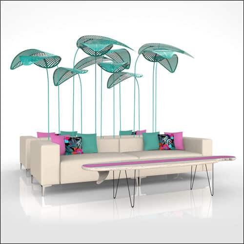 SOBE Modular Lounge Sofa (4 Piece with Teal Palms)