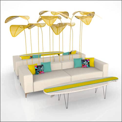 SOBE Modular Lounge Sofa (4 Piece with Yellow Palms)