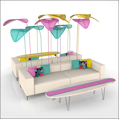 SOBE Modular Lounge Sofa (4 Piece with Multi Color Palms)