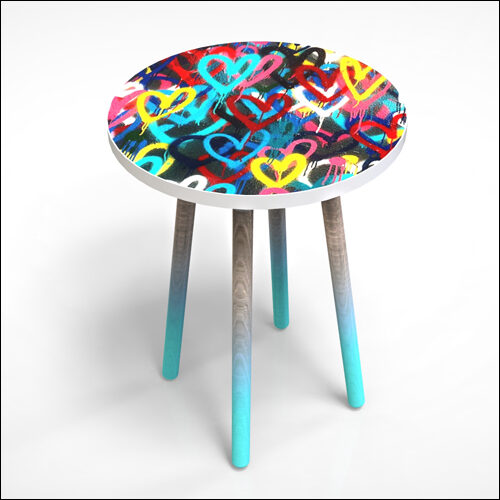 PEGGY-HI-Cocktail-Table-W-GRAFFITI-AMOUREUX-BLEU-TOP-001A