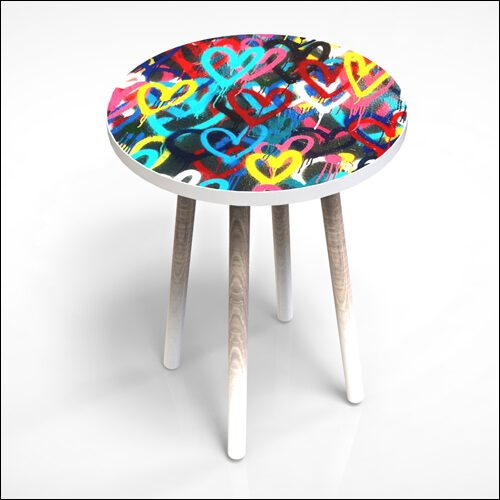 PEGGY-HI-Cocktail-Table-W-GRAFFITI-AMOUREUX-BLEU-TOP-001B