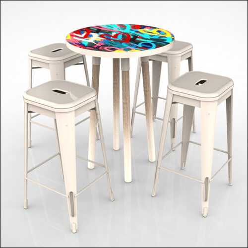 PEGGY-HI-Cocktail-Table-W-GRAFFITI-AMOUREUX-BLEU-TOP-001E