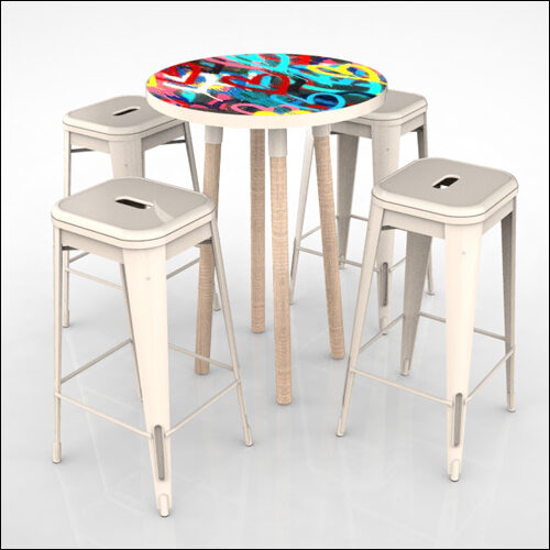 PEGGY-HI-Cocktail-Table-W-GRAFFITI-AMOUREUX-BLEU-TOP-001G