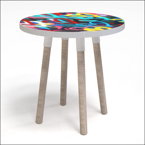 PEGGY-LO-Table-W-GRAFF-TOP-AMOUREUX-BLEU-W-WEATH-OAK-LEGS-001A