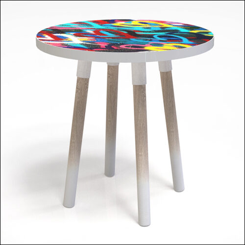 PEGGY-LO-Table-W-GRAFF-TOP-AMOUREUX-BLEU-W-WEATH-OAK-LEGS-001S