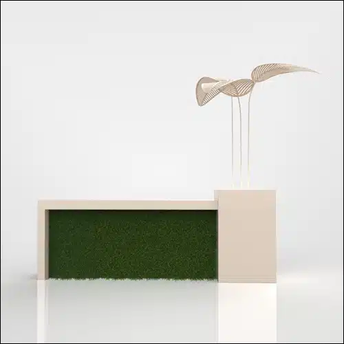 Trapeza Linear Living Grass Bar with Palm Accents