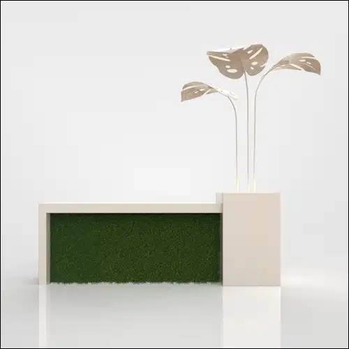 Trapeza Linear Living Grass Bar with Monstera Palm Accents