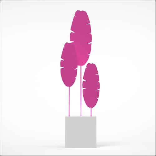 Banana Palm Design with Cube Pedestal (3 Oversized Pink Palms)