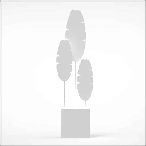 Banana Palm Design with Cube Pedestal (3 Oversized White Palms)