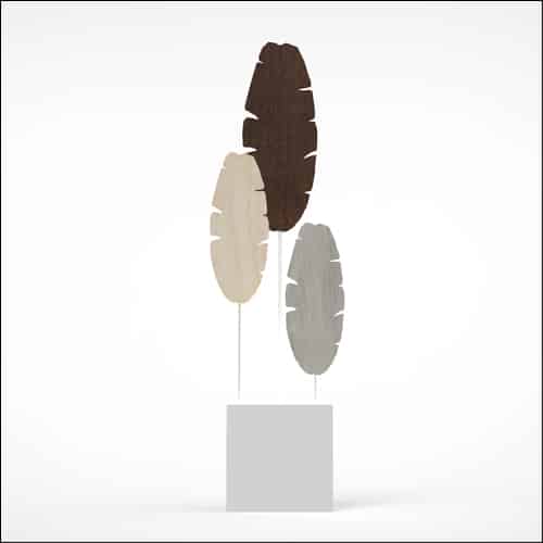 Banana Palm Design with Cube Pedestal (3 Oversized Wooden Palms)