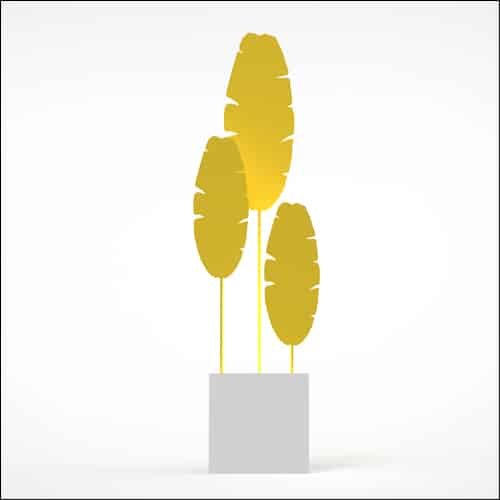 Banana Palm Design with Cube Pedestal (3 Oversized Yellow Palms)
