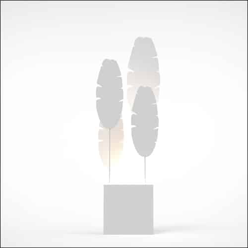 Banana Palm Design with Cube Pedestal (4 Oversized White Palms)