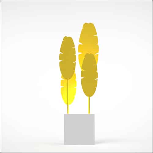 Banana Palm Design with Cube Pedestal (4 Oversized Yellow Palms)