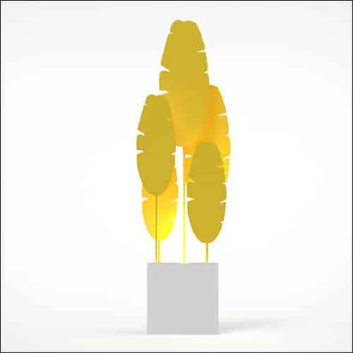 Banana Palm Design with Cube Pedestal (5 Oversized Yellow Palms)