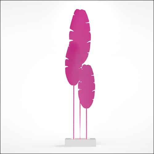 Banana Palm Design with Low Profile Pedestal (3 Oversized Pink Palms)