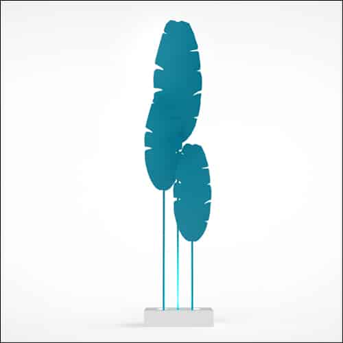 Banana Palm Design with Low Profile Pedestal (3 Oversized Teal Palms)