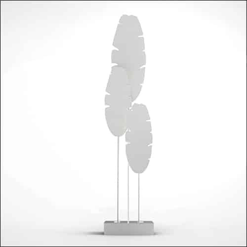 Banana Palm Design with Low Profile Pedestal (3 Oversized White Palms)