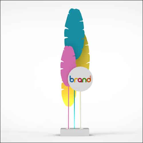 Banana Palm Design with Low Profile Pedestal (5 Oversized Multi Color Palms and Branding)