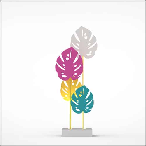 Monstera Upright Palm Design with Low Profile Pedestal (4 Oversized Multi Color Palms)