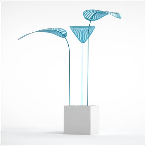 Areca Palm Design with Cube Pedestal (3 Oversized Teal Palms)