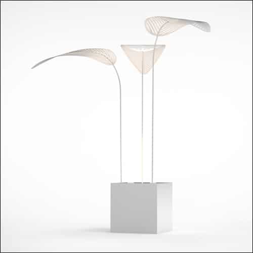 Areca Palm Design with Cube Pedestal (3 Oversized White Palms)