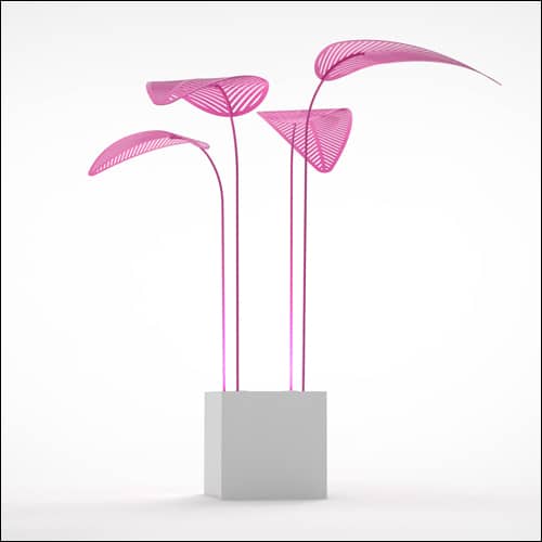 Areca Palm Design with Cube Pedestal (4 Oversized Pink Palms)