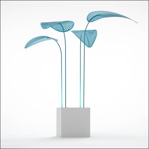 Areca Palm Design with Cube Pedestal (4 Oversized Teal Palms)