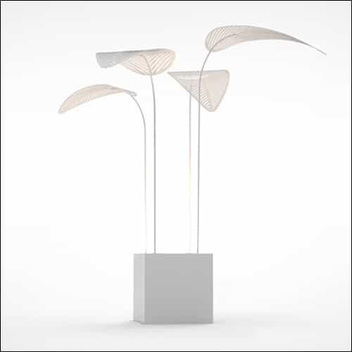 Areca Palm Design with Cube Pedestal (4 Oversized White Palms)