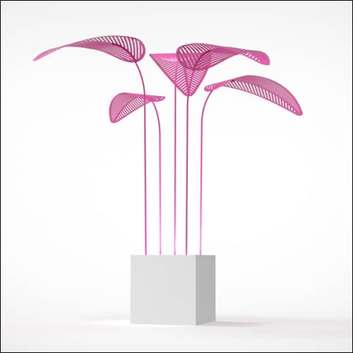 Areca Palm Design with Cube Pedestal (5 Oversized Pink Palms)
