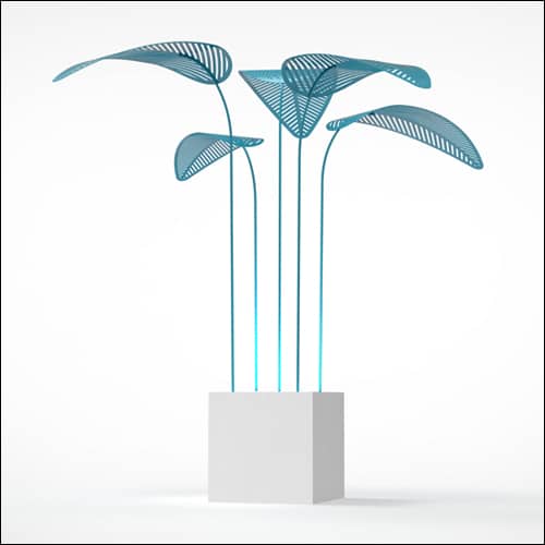 Areca Palm Design with Cube Pedestal (5 Oversized Teal Palms)