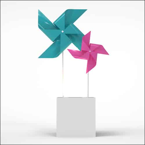 Pinwheel Design with Cube Pedestal (2 Oversized Mix Color Pinwheels)