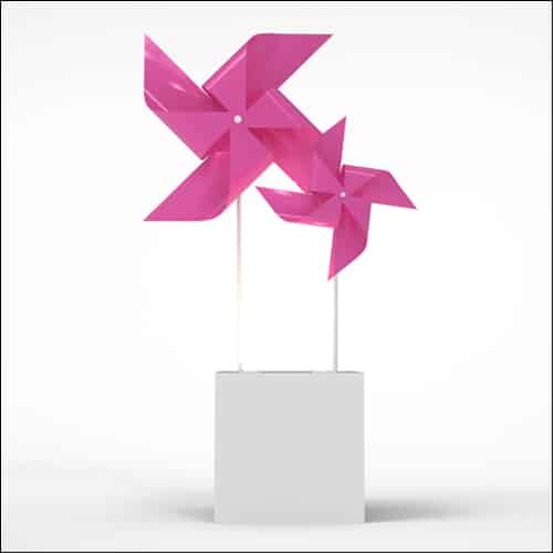 Pinwheel Design with Cube Pedestal (2 Oversized Pink Pinwheels)