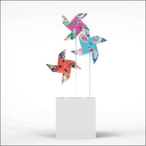 Pinwheel Design with Cube Pedestal (3 Oversized Custom Printed Pinwheels)