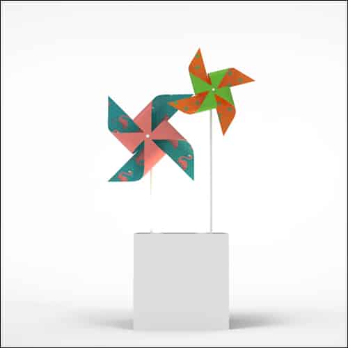Pinwheel Design with Cube Pedestal (2 Oversized Custom Printed Pinwheels)