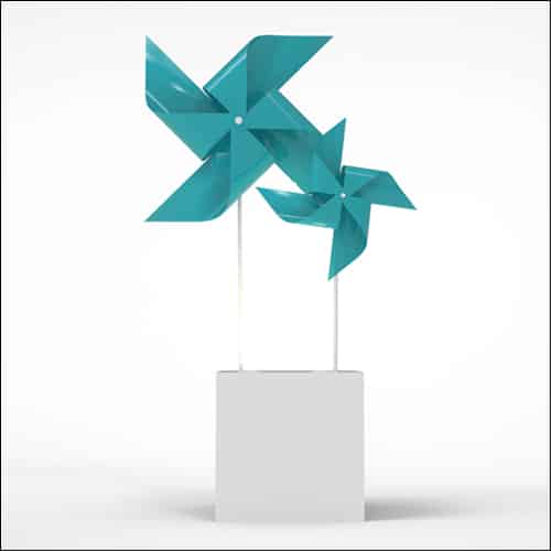 Pinwheel Design with Cube Pedestal (2 Oversized Teal Pinwheels)