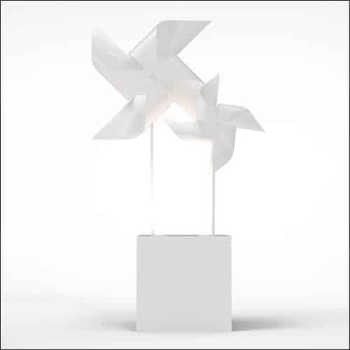 Pinwheel Design with Cube Pedestal (2 Oversized White Pinwheels)
