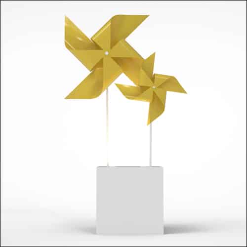 Pinwheel Design with Cube Pedestal (2 Oversized Yellow Pinwheels)
