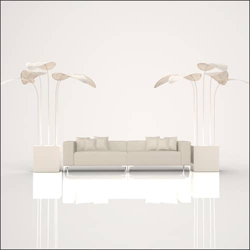 SOBE 2Pc Event Sofa Lounge Seating - White Palm End Tables
