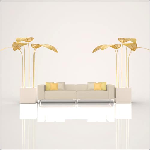 SOBE 2Pc Event Sofa Lounge Seating - Yellow Palm End Tables
