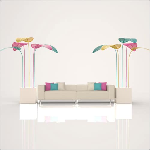 SOBE 2Pc Event Sofa Lounge Seating - Multi Color Palm End Tables