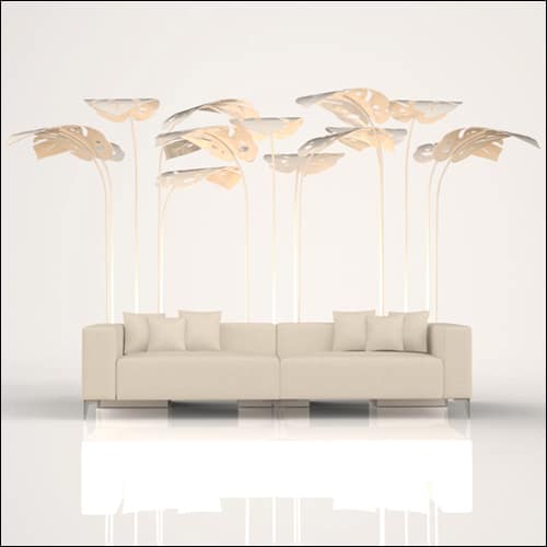 SOBE 2Pc Event Sofa Lounge Seating - White Monstera Palm Accents