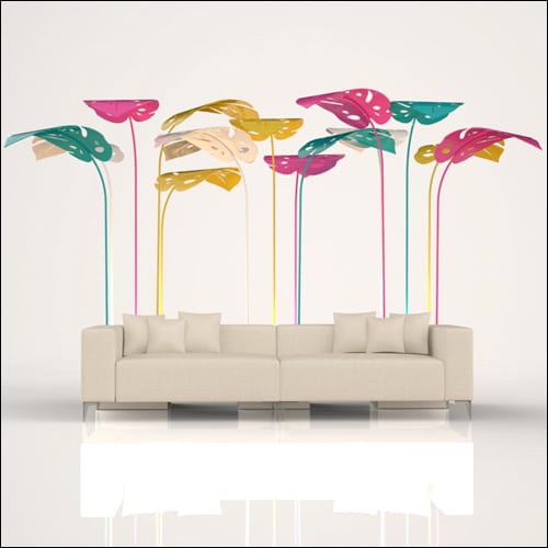 SOBE 2Pc Event Sofa Lounge Seating - Multi Color Monstera Palm Accents