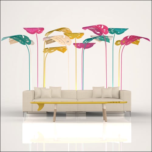 SOBE 2Pc Event Sofa Lounge Seating - Multi Color Monstera Palm Accents